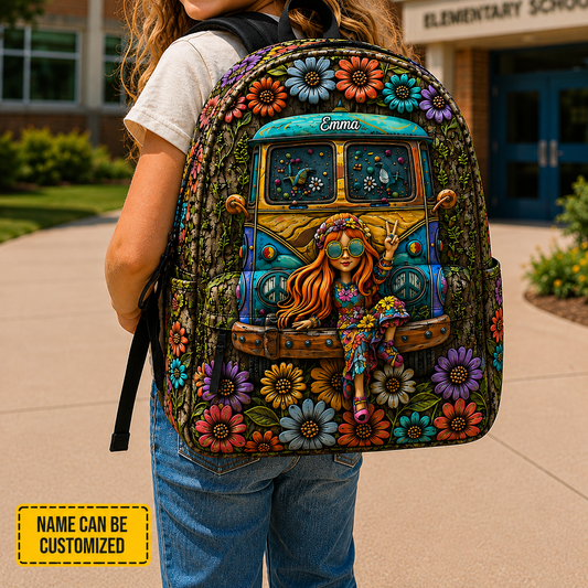 Personalized Hippie Flower Backpack - Kids Backpack
