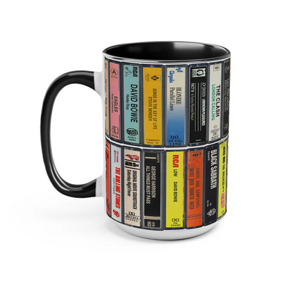 70s Music Albums Cassette Collection Retro Accent Mug