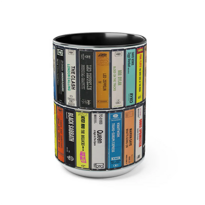 70s Music Albums Cassette Collection Retro Accent Mug
