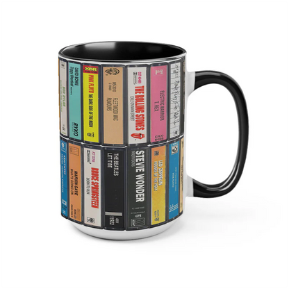 70s Music Albums Cassette Collection Retro Accent Mug