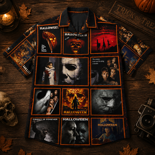 Halloween Horror Hawaiian Shirt - Vintage Horror Fan Gift
