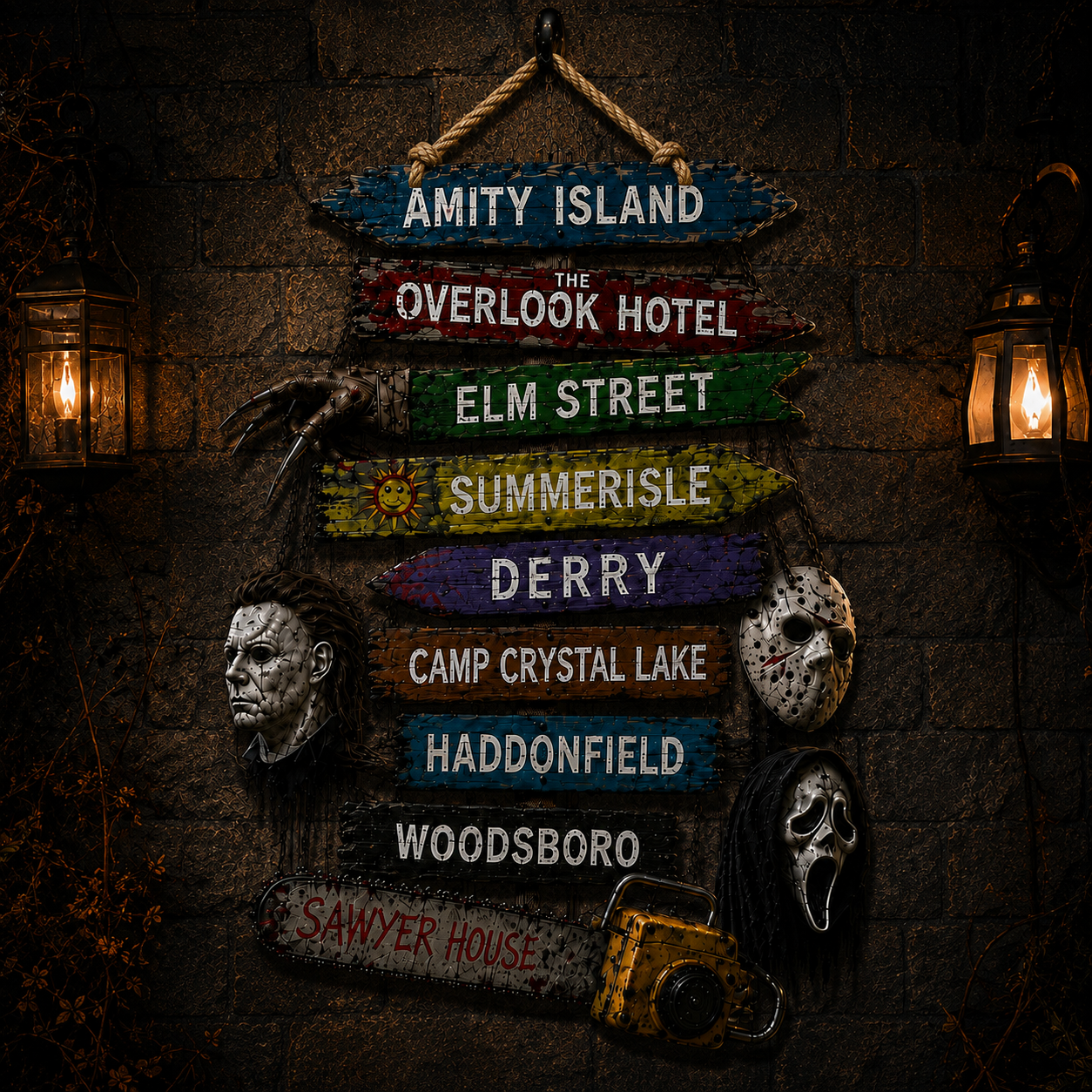 Personalized Halloween Horror Wooden Sign Version 2