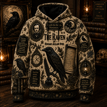 Edgar Allan Poe Raven Halloween All Over Print Shirt