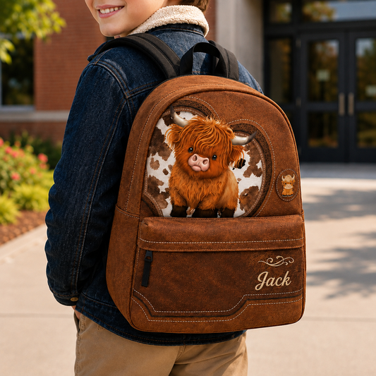 Personalized Highland Cow - Kids Backpack