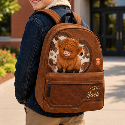 Personalized Highland Cow - Kids Backpack