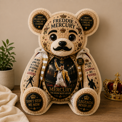 Freddie Mercury The Show Must Go On Bear Custom Shaped Pillow – Queen Legend Music Lover Gift