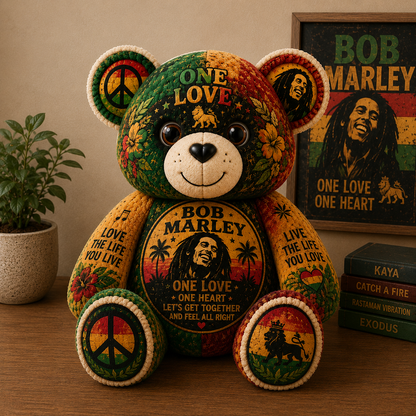 Bob Marley Bear Custom Shaped Pillow – Gift for Classic Music Lover