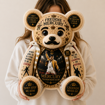 Freddie Mercury The Show Must Go On Bear Custom Shaped Pillow – Queen Legend Music Lover Gift