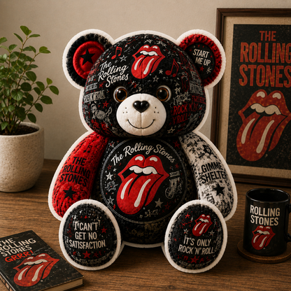 The Rolling Stones Bear Custom Shaped Pillow – Gift for Fans & Classic Rock Lovers