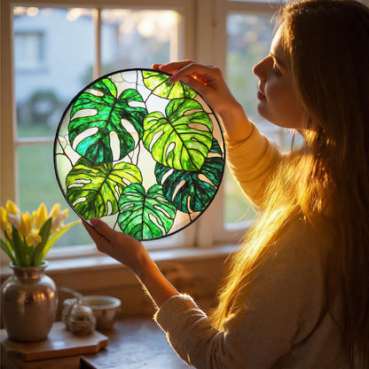Monstera Plant Lover Stained Glass Suncatcher