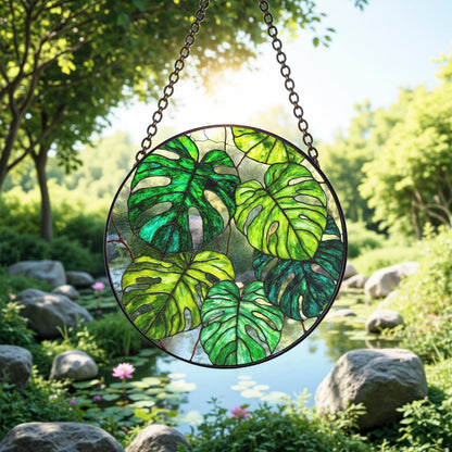 Monstera Plant Lover Stained Glass Suncatcher