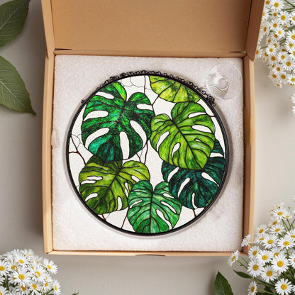Monstera Plant Lover Stained Glass Suncatcher