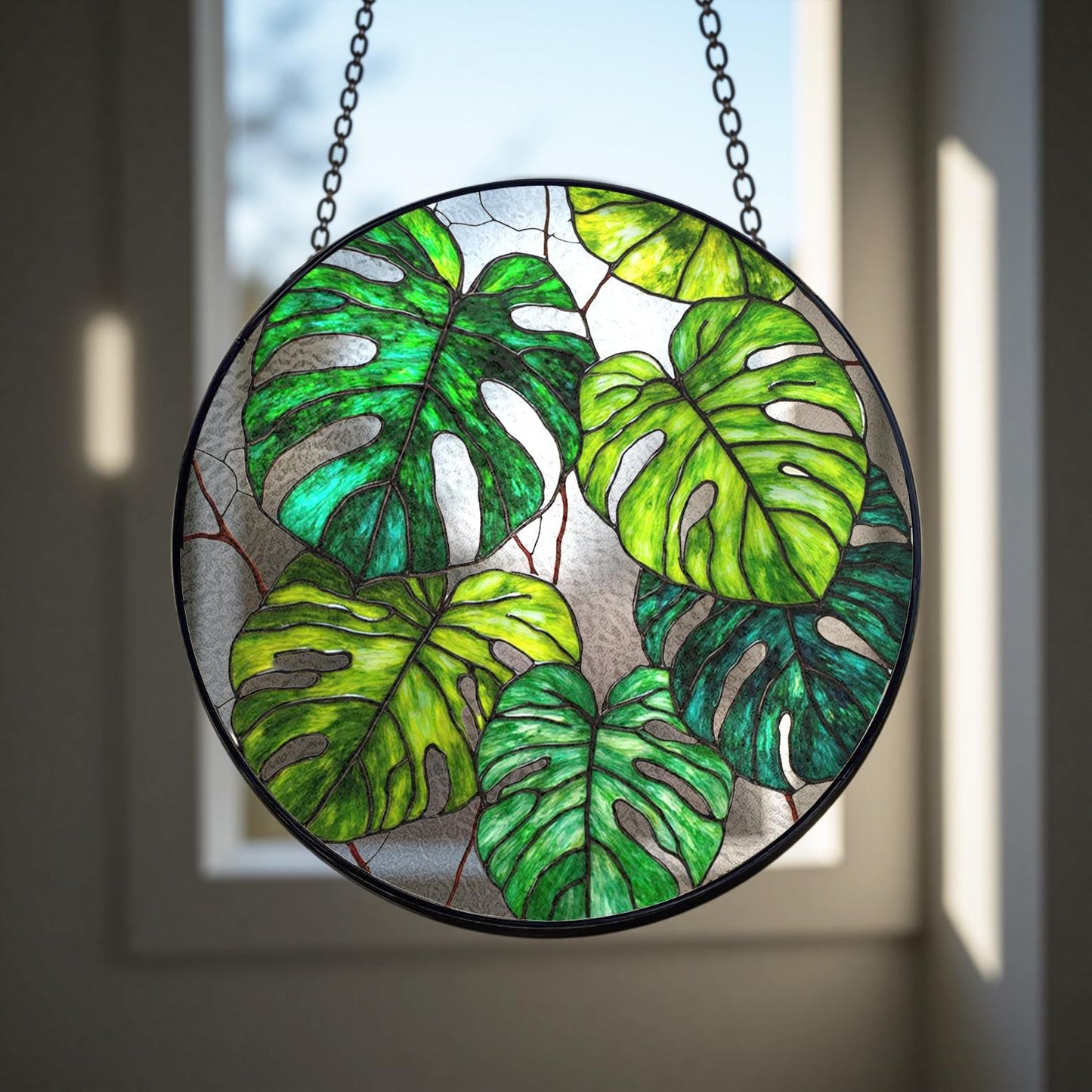 Monstera Plant Lover Stained Glass Suncatcher