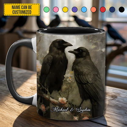 Raven Hearts - Personalized Raven Couple Accent Mug