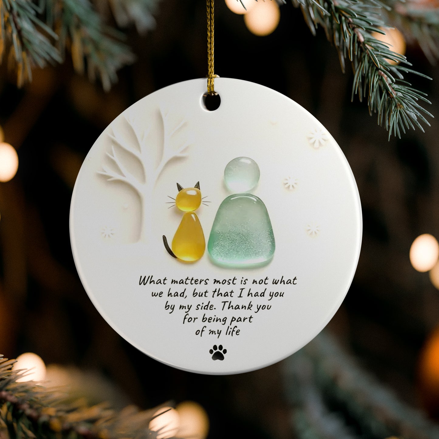 Cat Lover's Christmas Ceramic Ornament