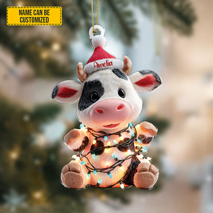 Personalized Cute Christmas Cow Ornament