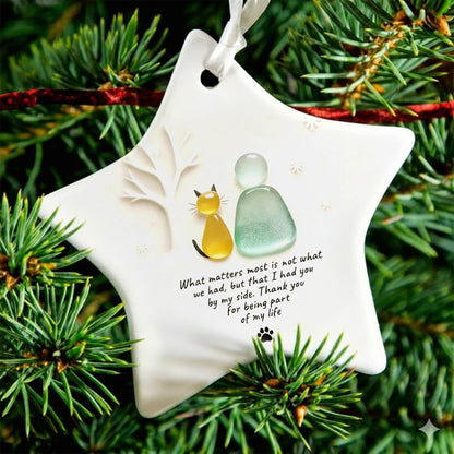 Cat Lover's Christmas Ceramic Ornament