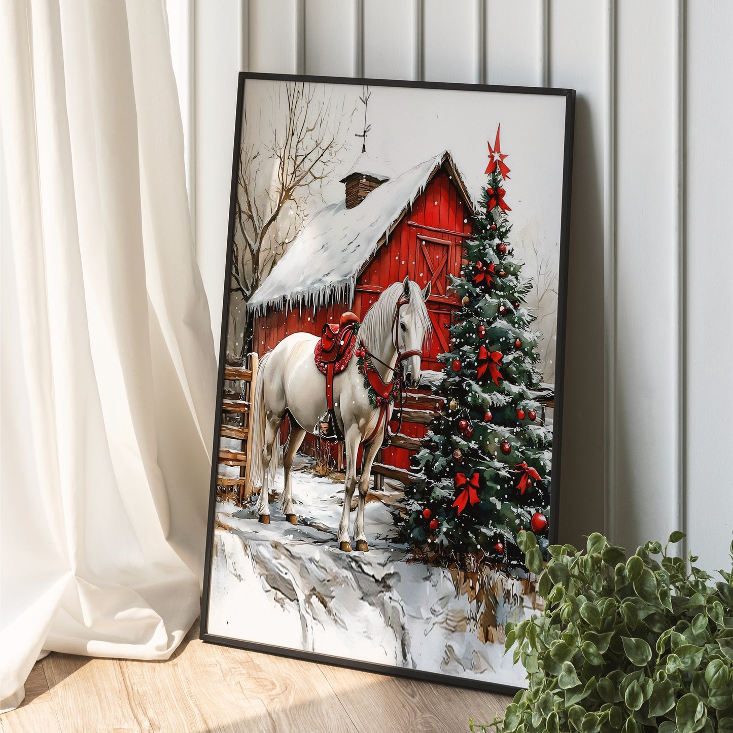 Country Christmas Horse Canvas