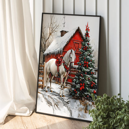 Country Christmas Horse Canvas
