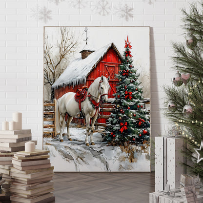 Country Christmas Horse Canvas