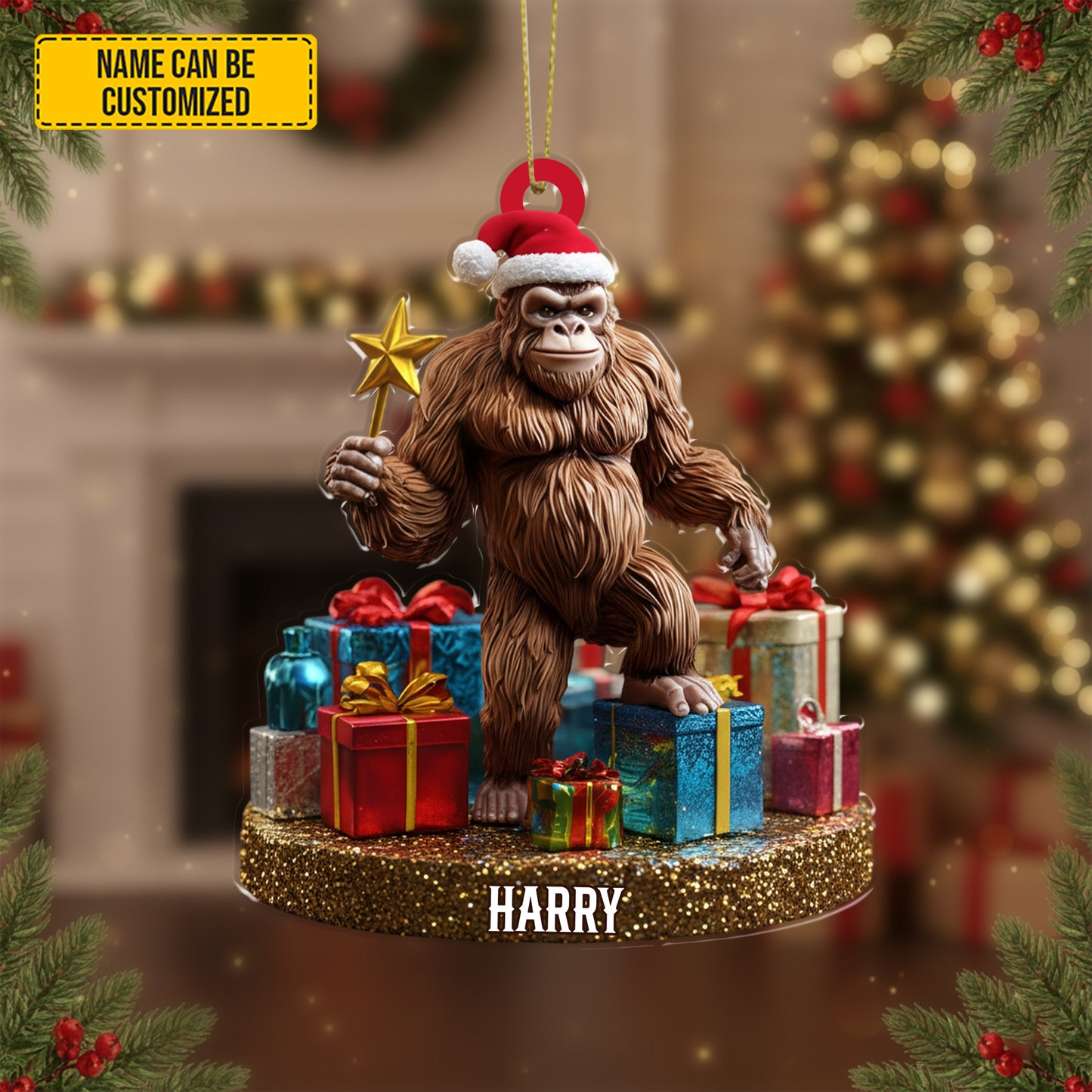 Personalized Sasquatch Christmas Tree Baubles – Funny Christmas Ornament