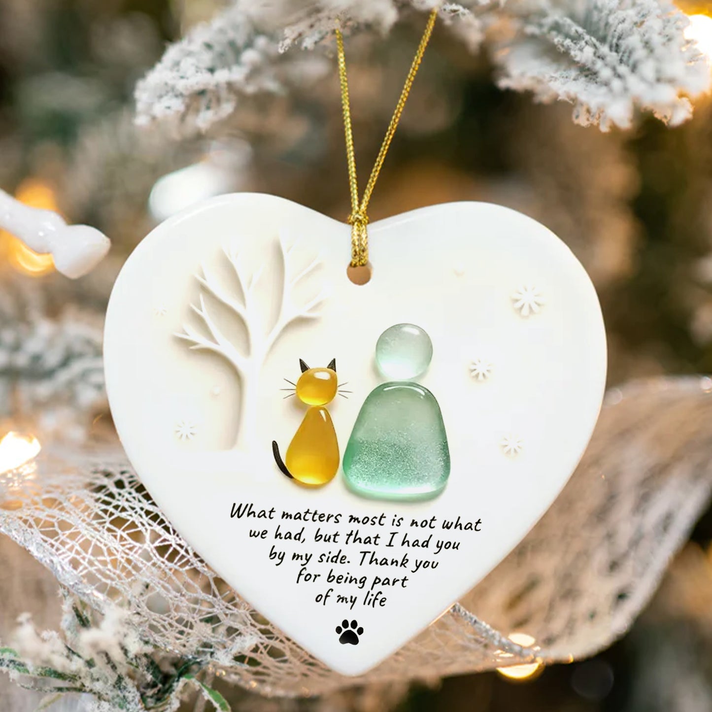 Cat Lover's Christmas Ceramic Ornament
