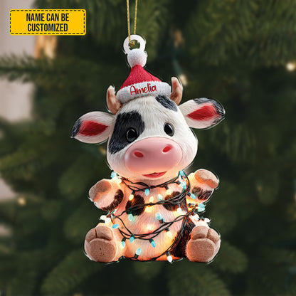 Personalized Cute Christmas Cow Ornament