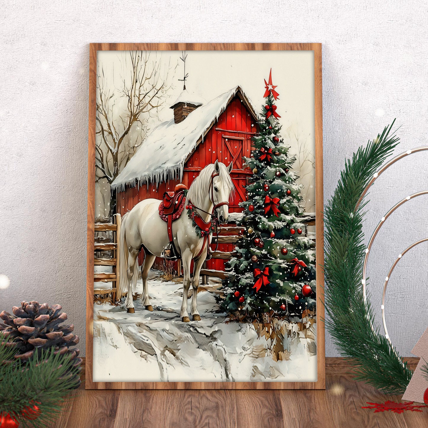 Country Christmas Horse Canvas