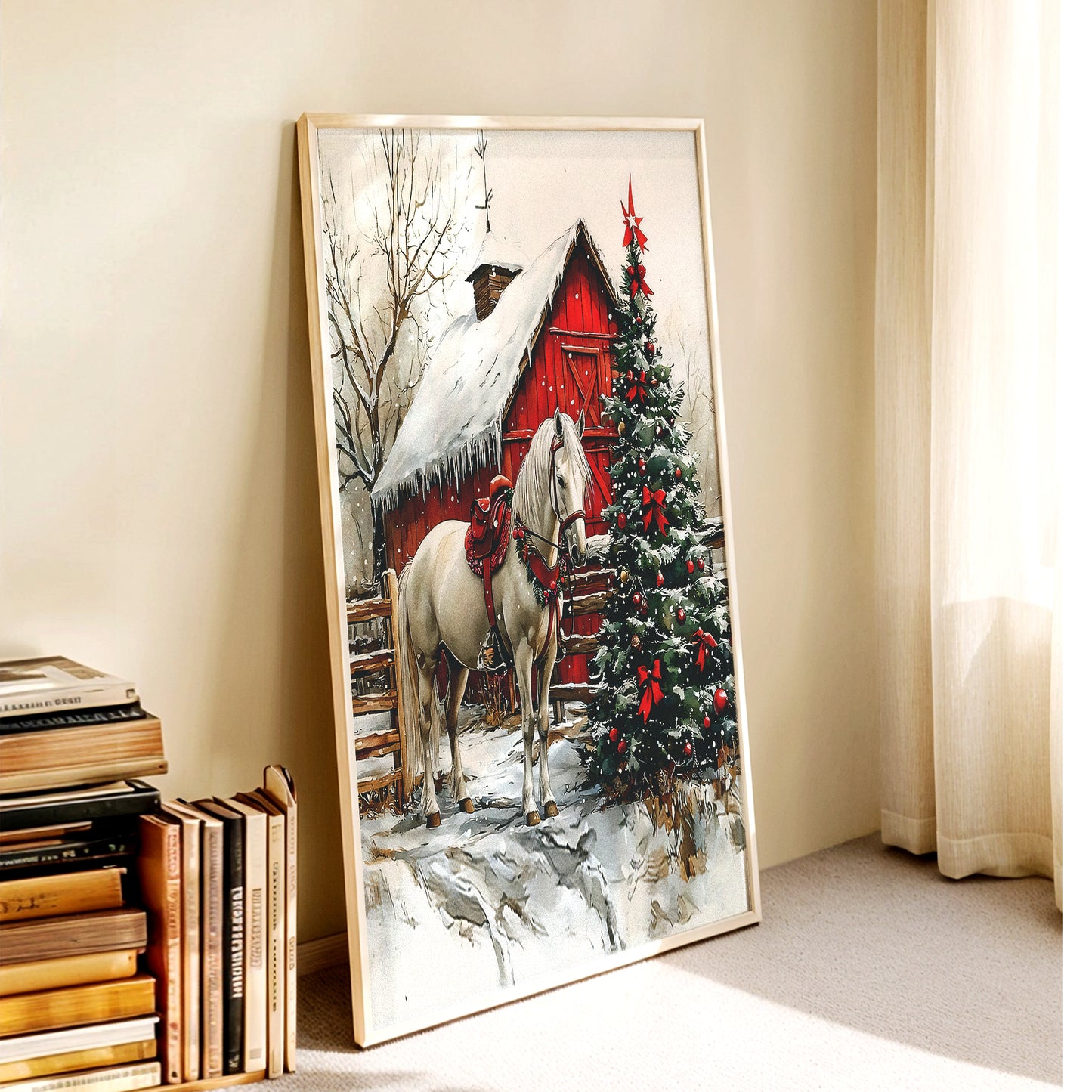 Country Christmas Horse Canvas
