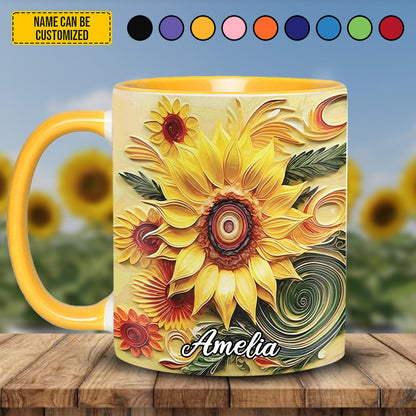Personalized Beautiful Sunflower Accent Mug