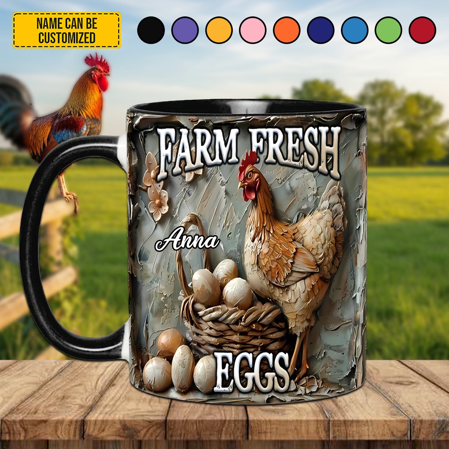 Farm Fresh Eggs - Personalized Chicken Accent Mug