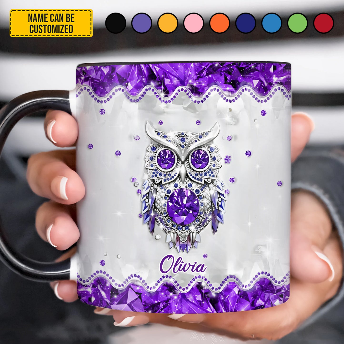Personalized Crystal Owl Accent Mug