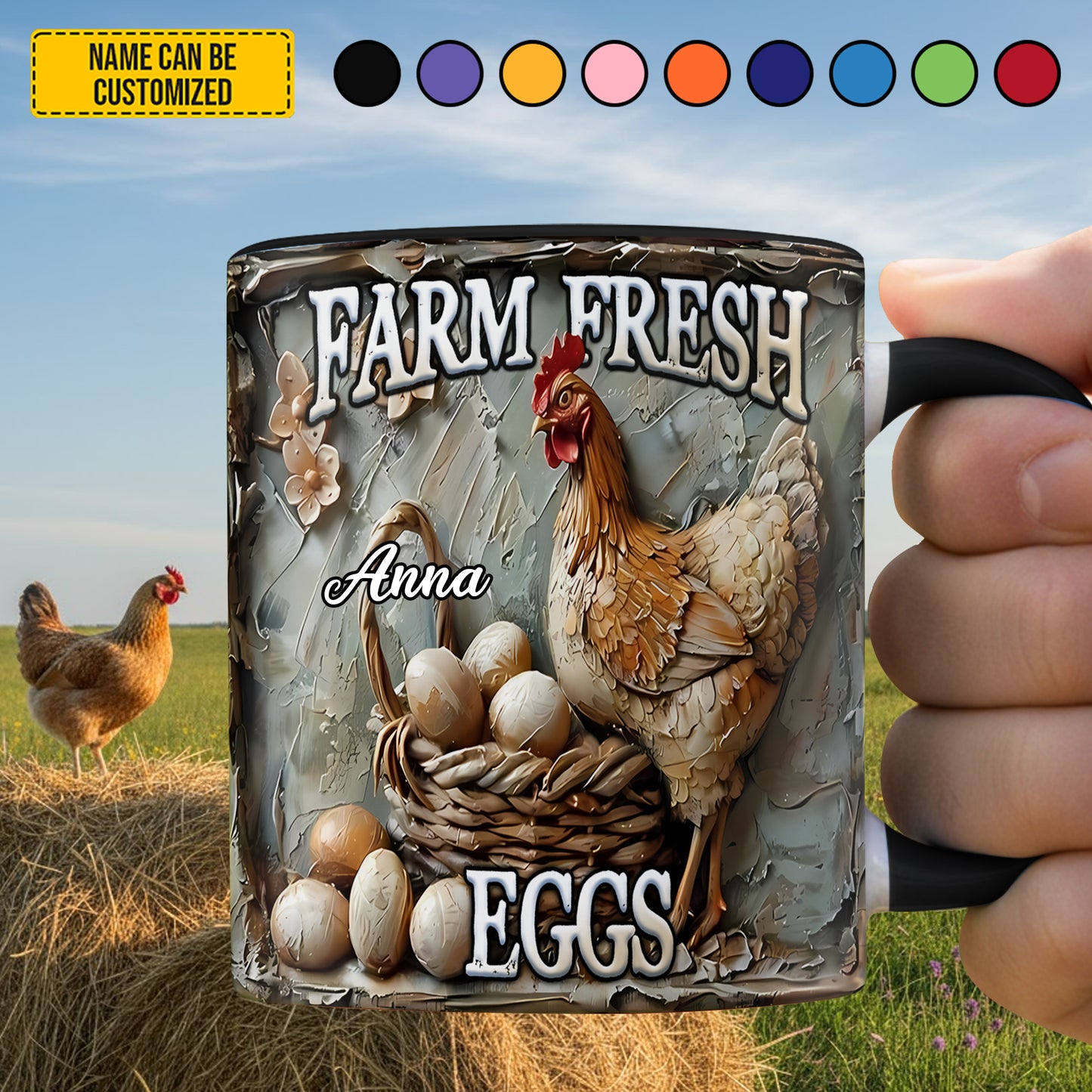 Farm Fresh Eggs - Personalized Chicken Accent Mug
