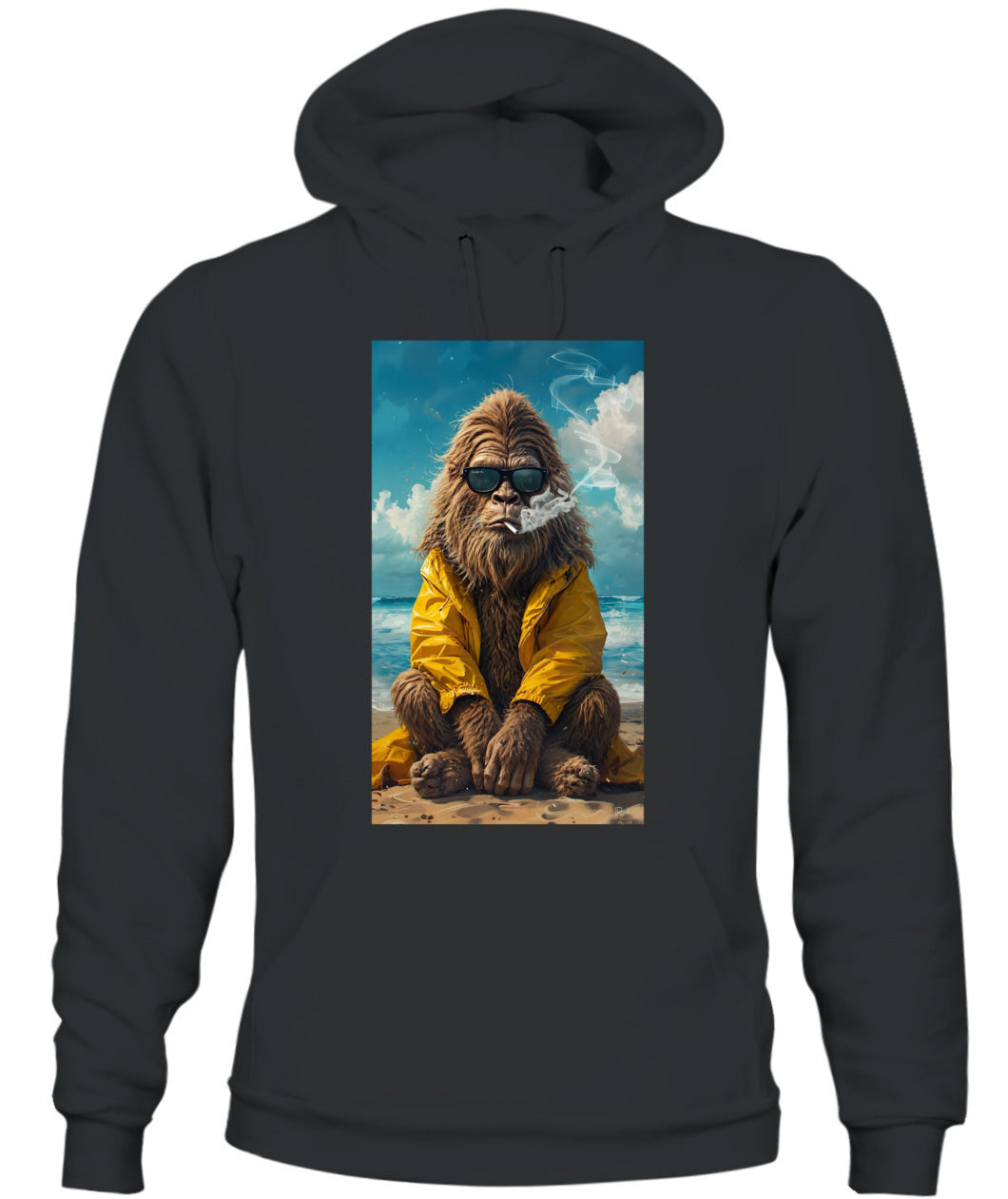 Too Cool To Squatch – Retro Bigfoot Beach Shirt