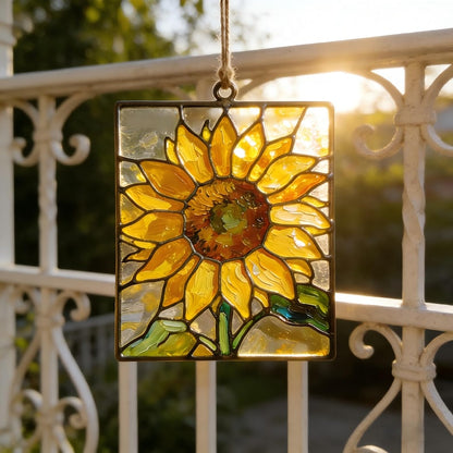Personalized Sunflower Shape Stained Glass Suncatcher