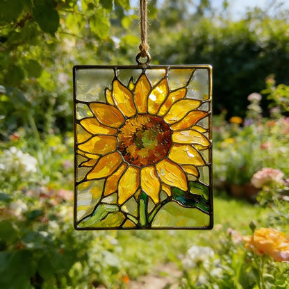 Personalized Sunflower Shape Stained Glass Suncatcher