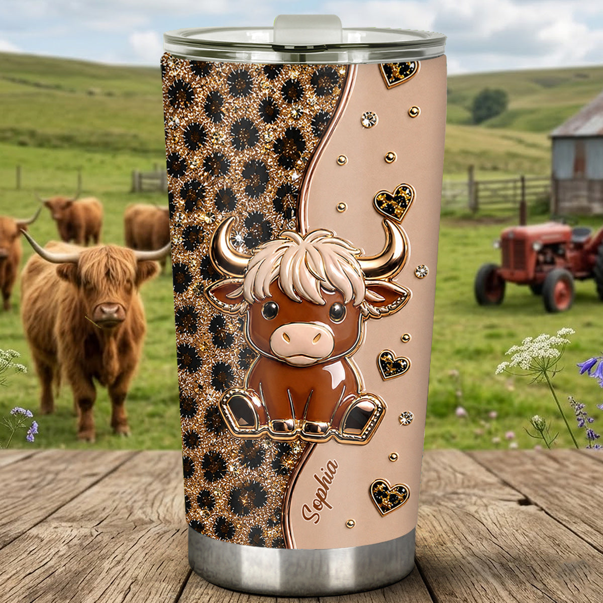 Personalized Cute Highland Cow Tumbler