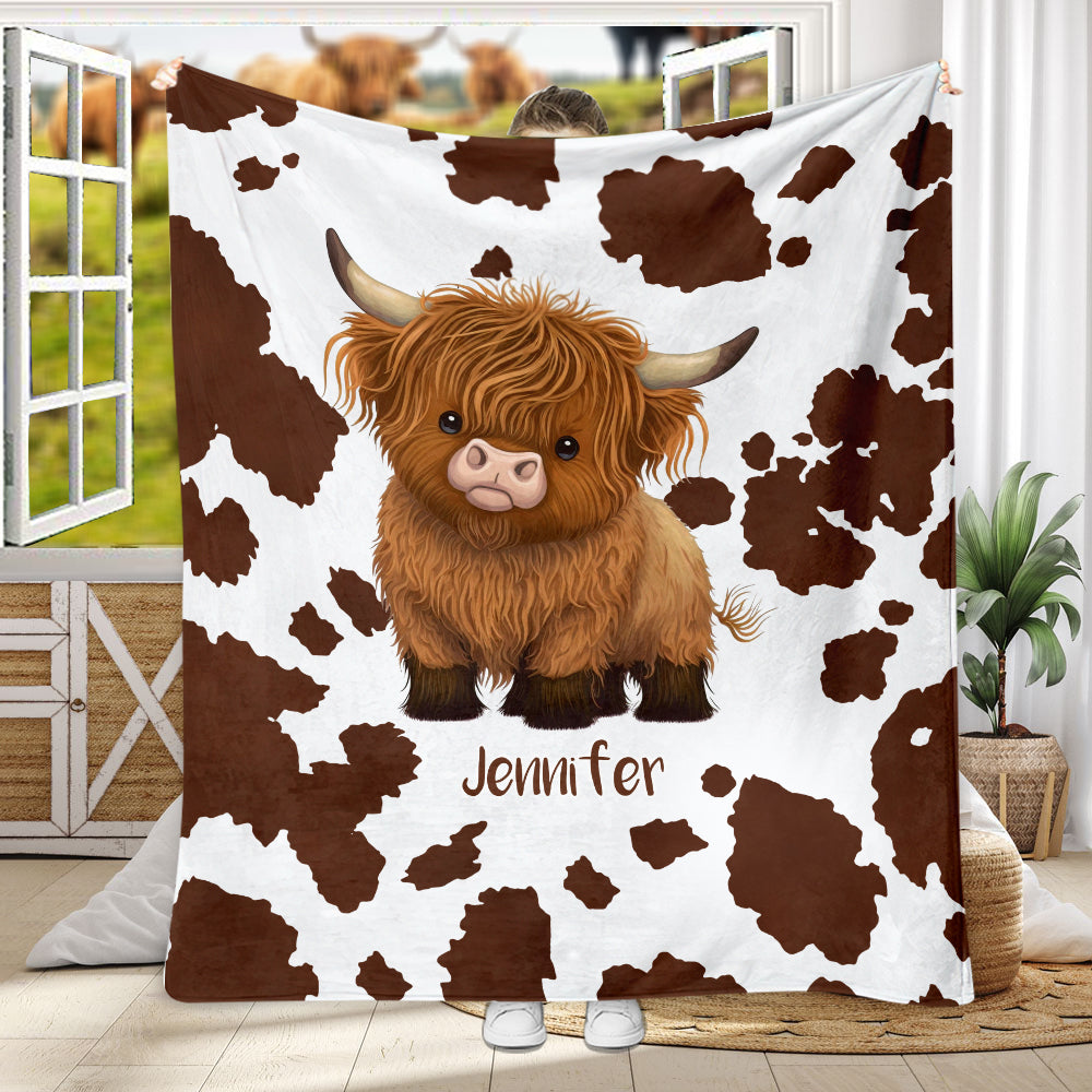 Cute Highland Cow - Personalized Cow Blanket