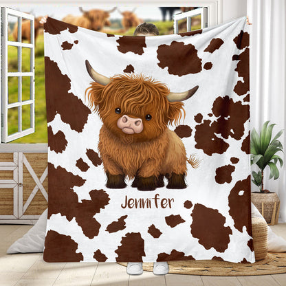 Cute Highland Cow - Personalized Cow Blanket