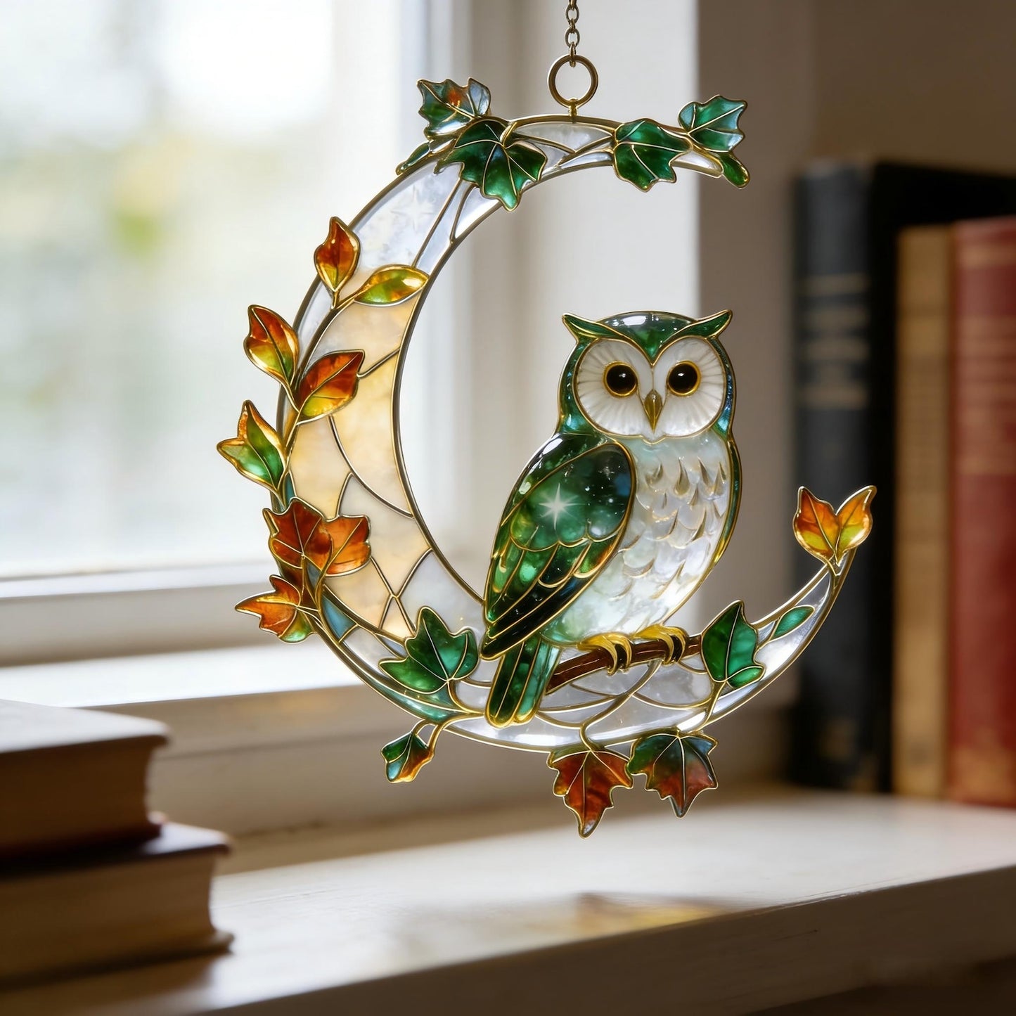 Nature Owl Moon Window Hanging Acrylic Suncatcher