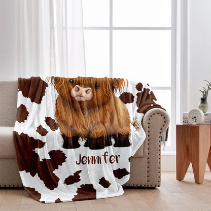 Cute Highland Cow - Personalized Cow Blanket