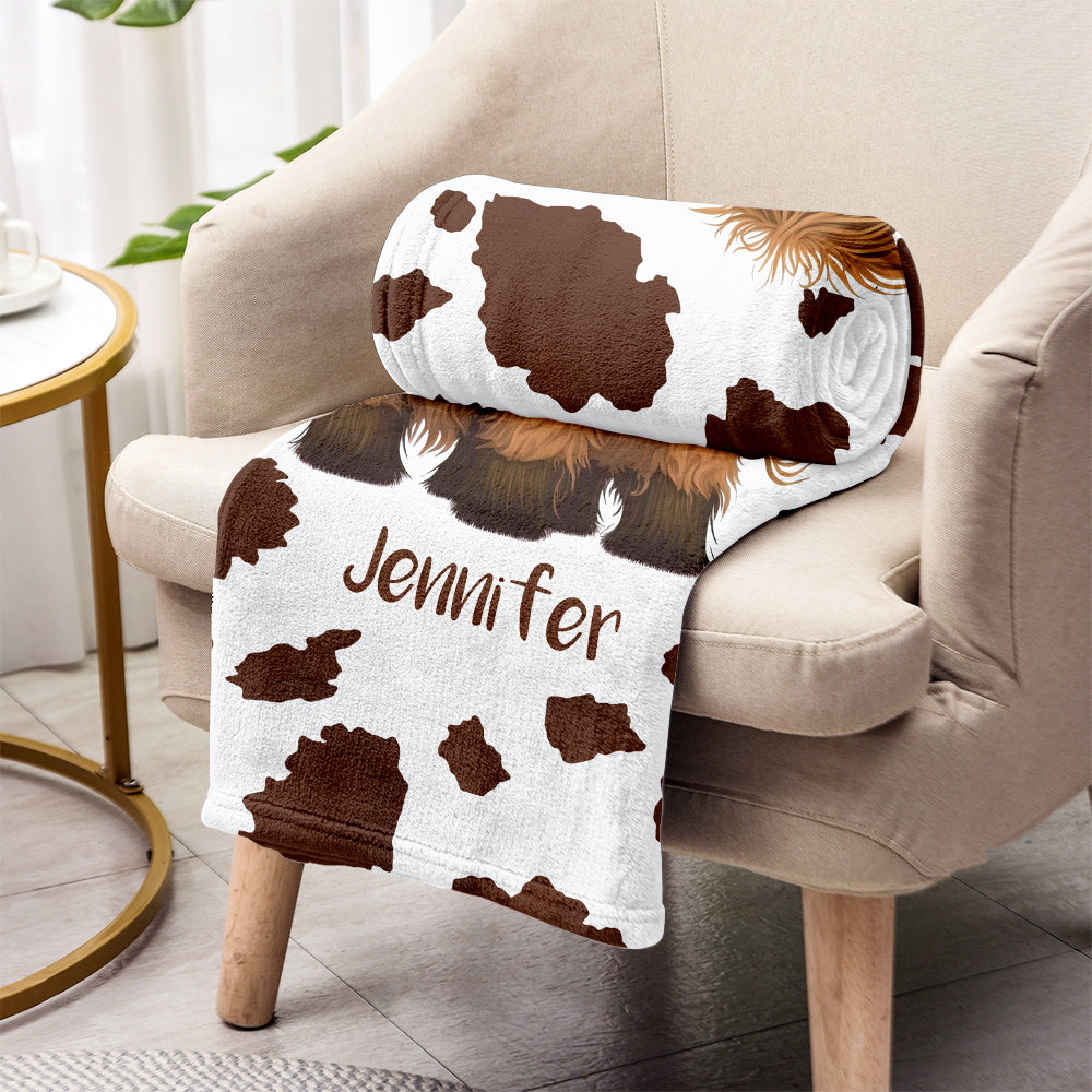 Cute Highland Cow - Personalized Cow Blanket