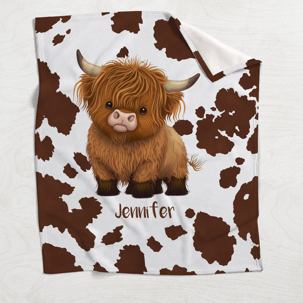 Cute Highland Cow - Personalized Cow Blanket
