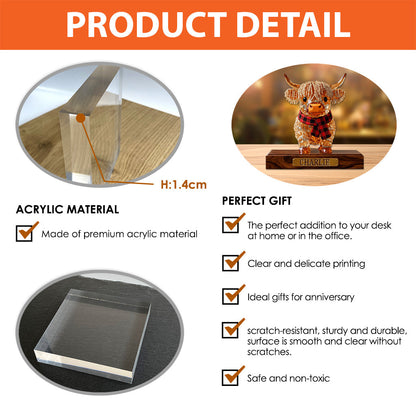 Personalized Cute Highland Cow Custom Shaped Acrylic Plaque