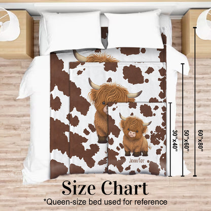 Cute Highland Cow - Personalized Cow Blanket