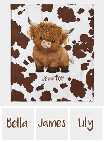 Cute Highland Cow - Personalized Cow Blanket