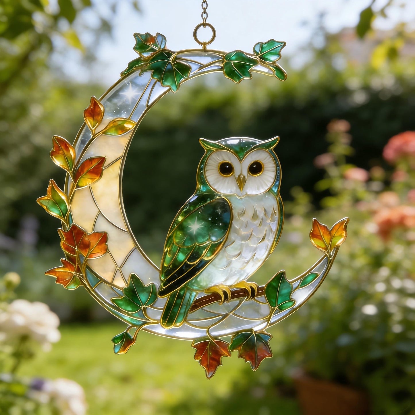 Nature Owl Moon Window Hanging Acrylic Suncatcher