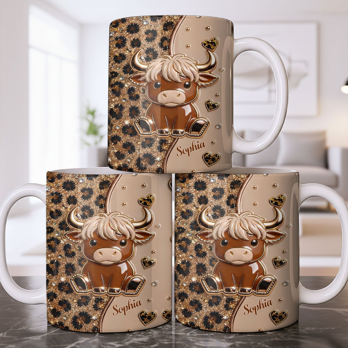 Personalized Cute Highland Cow Coffee Mug