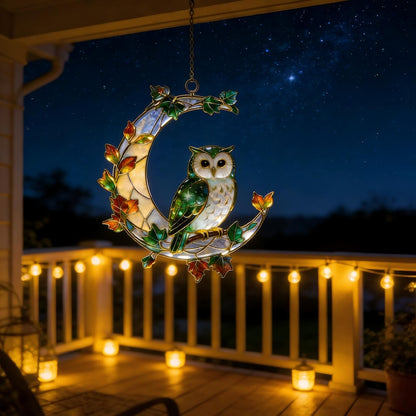 Nature Owl Moon Window Hanging Acrylic Suncatcher