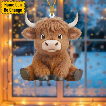 Personalized Christmas Cow Ornament